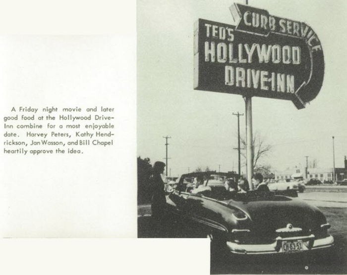 Teds Hollywood Drive Inn - Vintage Yearbook Add Early 1950S (newer photo)